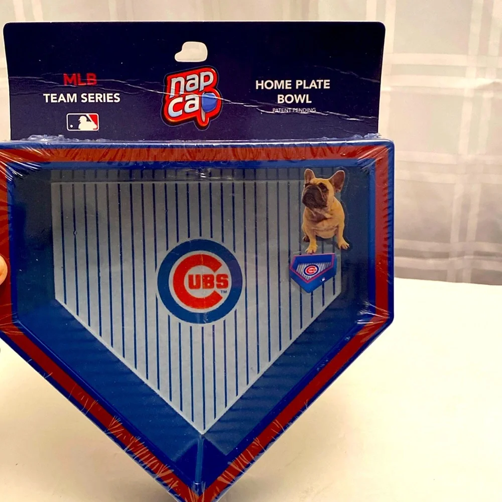 MLB Chicago Cubs Baseball Home Plate Dog Animal Water Food Bowl NEW